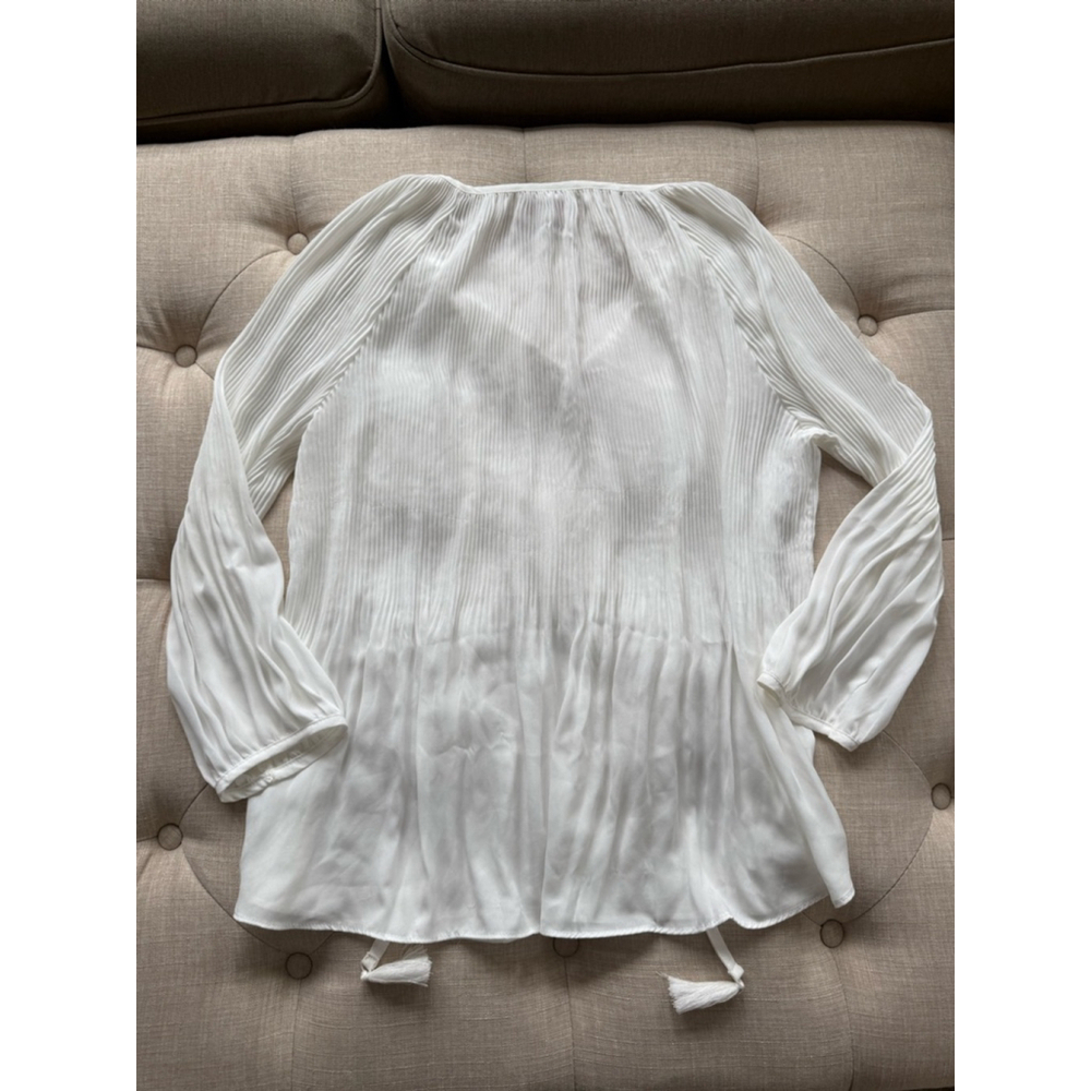 Women's hester & orchard White Pleated Blouse L - Picture 6 of 6